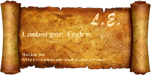 Lamberger Endre névjegykártya